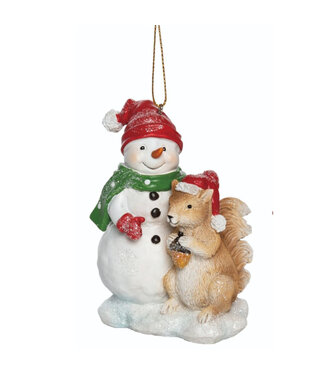 Ornement bonhomme de neige et écureuil