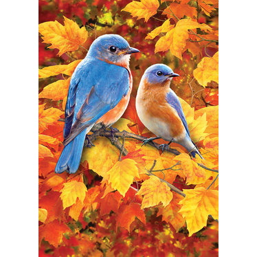 Drapeau d'automne oiseaux bleu