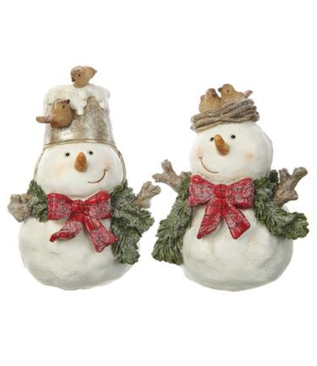 Bonhomme de neige avec boucle et oiseaux (2 ass.)