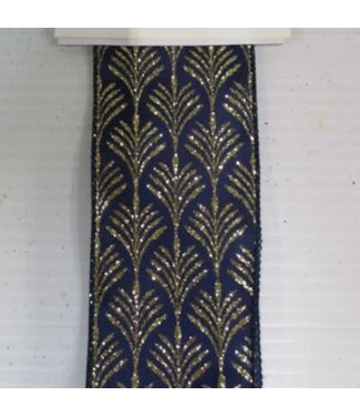 Ruban bleu avec feuilles or