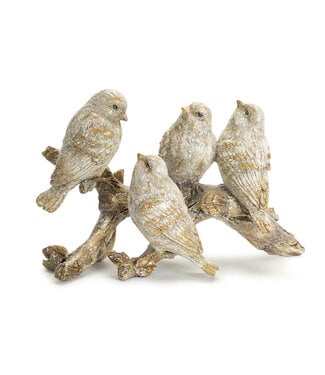 Oiseaux blanc et or sur branche