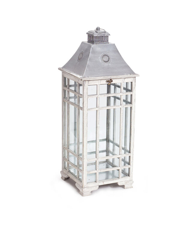 Lanterne bois blanc carrée