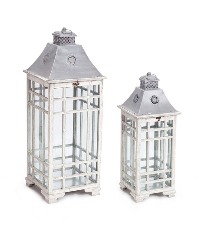 Lanterne bois blanc carrée