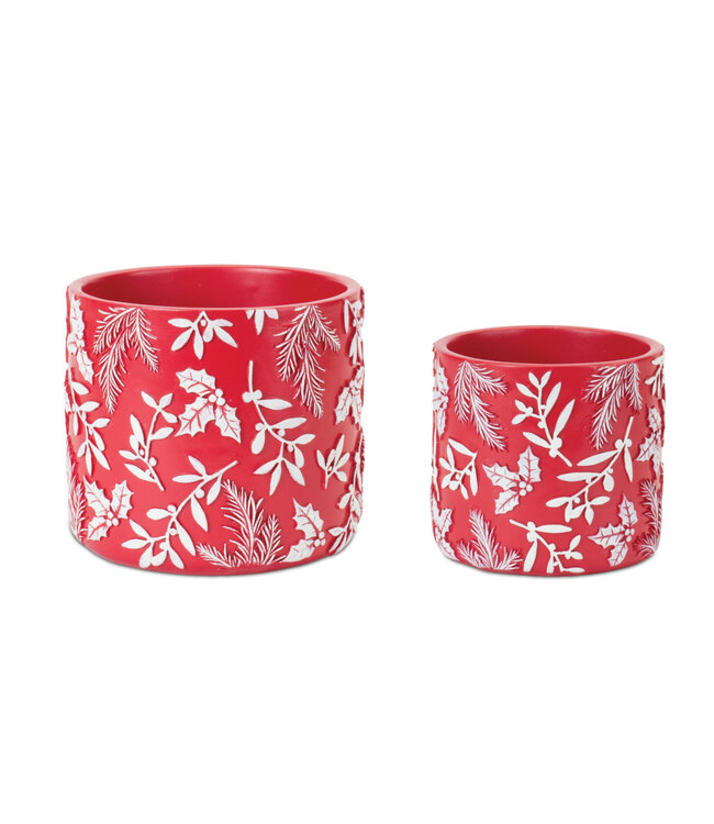 Cache-pot rouge de Noël