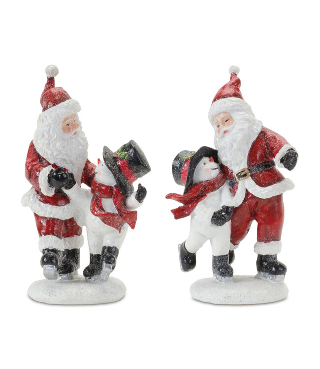 Père-Noël et bonhomme de neige sur patins