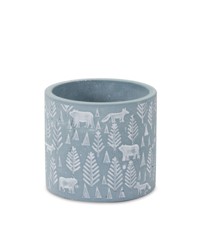 Cache-pot bleu animaux et forêt