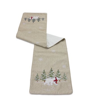 Chemin de table beige ours polaire avec foulard 70 po
