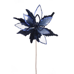 Tige de poinsettia bleu nuit velour