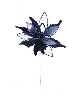 Tige de poinsettia bleu nuit velour