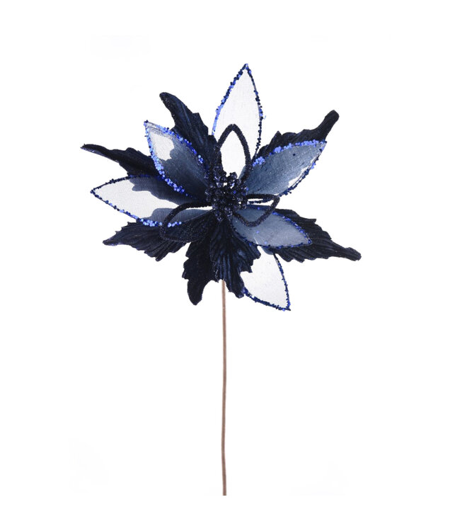 Tige de poinsettia bleu nuit velour