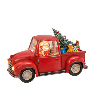 Lanterne d'eau camion rouge et Père-Noël