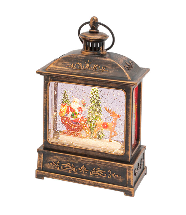 Lanterne d’eau de Noël en métal bronze | Magie & féérie des Fêtes