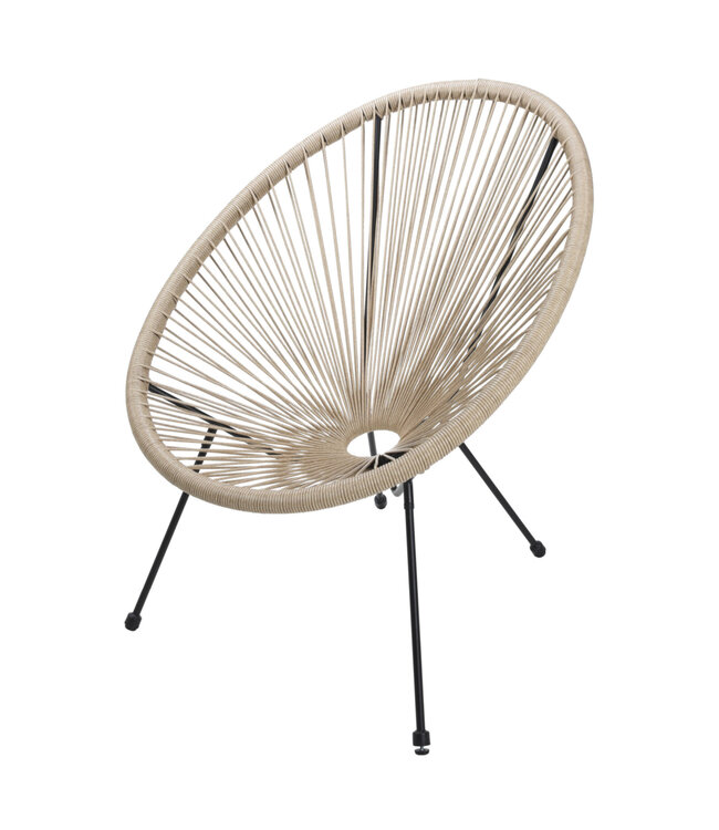 Chaise Acapulco naturelle structure noire | Design emblématique et confort durable pour intérieur et extérieur