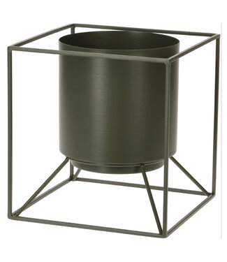 Cache-pot en métal vert