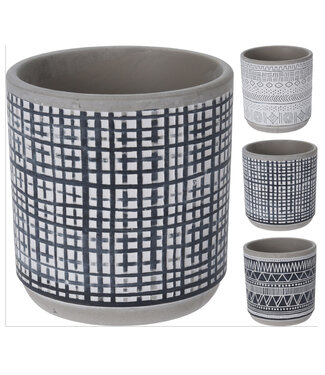 Cache-pot en terrecuite gris à motifs 5,5 po (3 ass.)