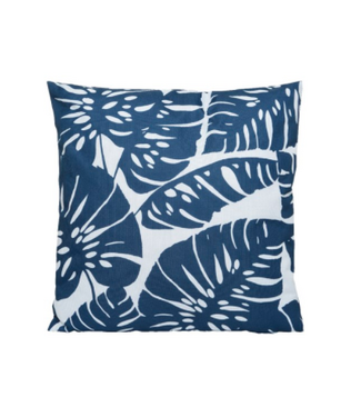Coussin motif feuilles bleues