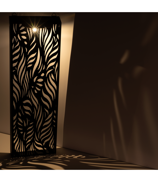 Lampe murale solaire feuillage blanc chaud