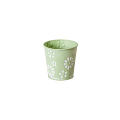 Cache-pot vert avec fleurs 4 po