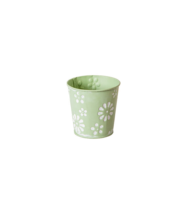 Cache-pot vert avec fleurs 5,5 po