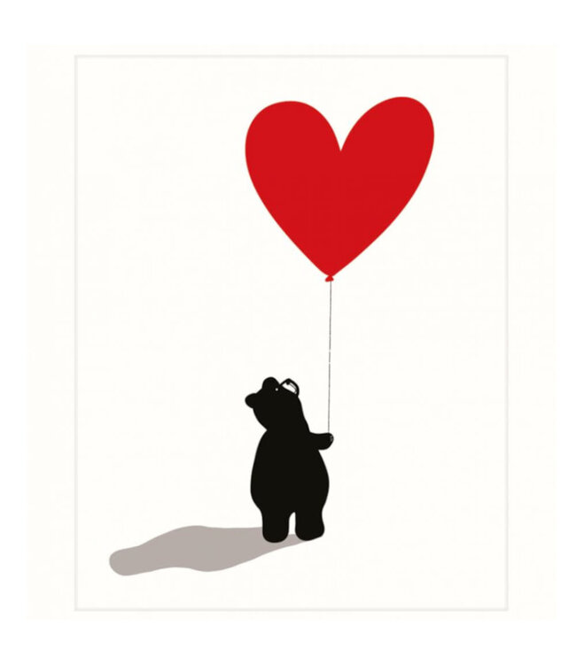 Carte - Ours et balloune en coeur