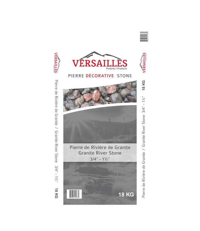 Pierre décorative de rivière de granite 3/4 - 1 1/2 po 18 kg