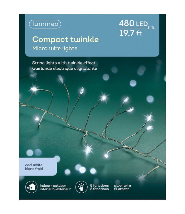 Lumières micro LED compact scintillantes argent/blanc froid 19,7 pi
