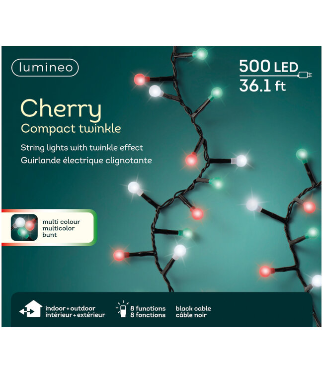 Lumières cerises LED 500 L vert, rouge et blanc 36 pi