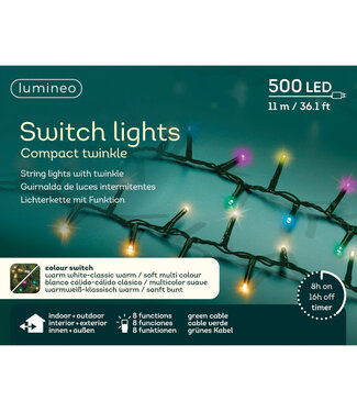 Lumières LED compact scintillante multi-couleurs 36 po