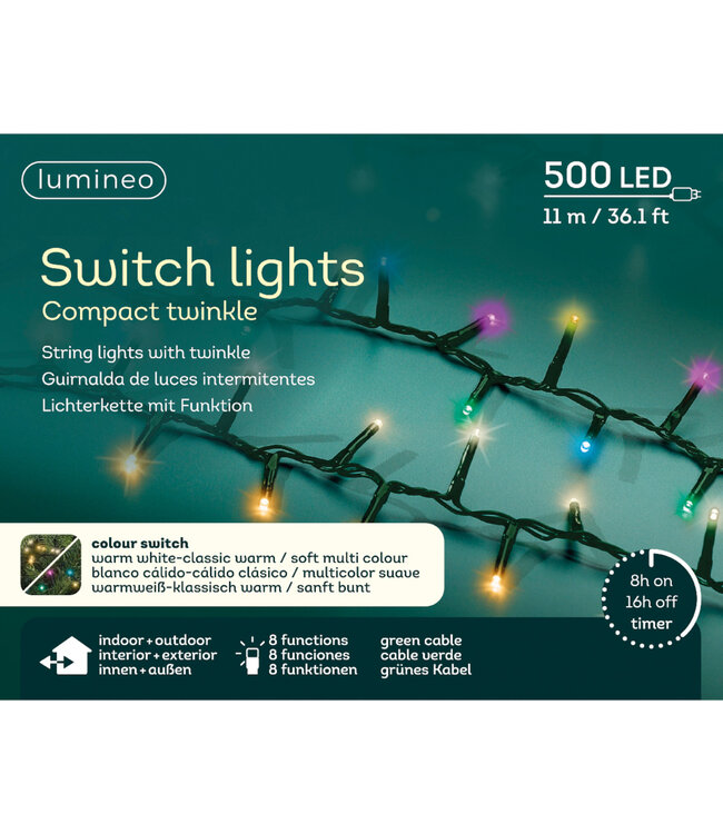 Lumières LED compact scintillante multi-couleurs 36 po