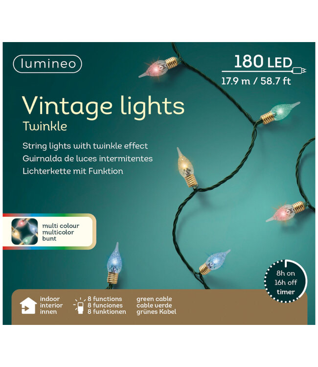 Lumières LED vintage scintillant multi-couleurs 58,7 pi