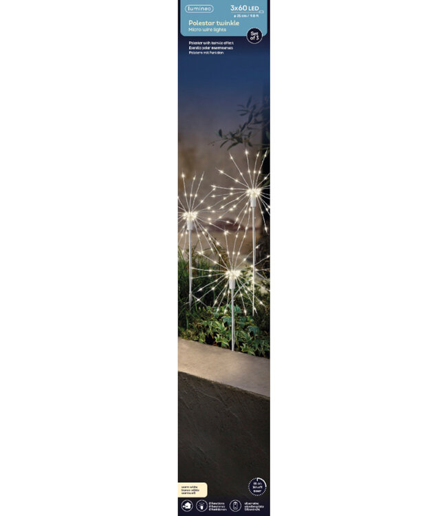 Étoiles lumineuses sur piquet blanc chaud (3)