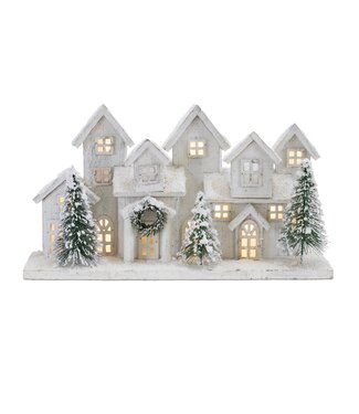 Maison blanche enneigée LED