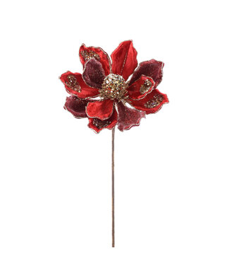 Tige magnolia rouge et or brillant 18 po