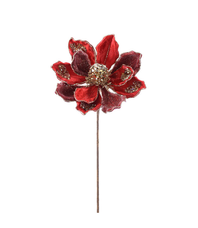 Tige magnolia rouge et or brillant 18 po