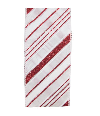 Ruban ligné diagonal rouge et blanc 2,5 po x 10 vgs