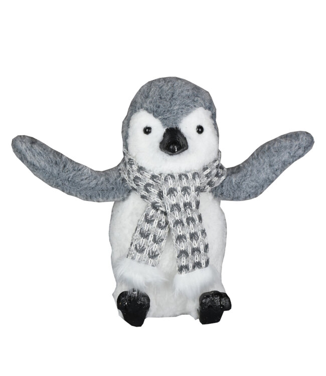 Pingouin gris foncé avec foulard 10 po