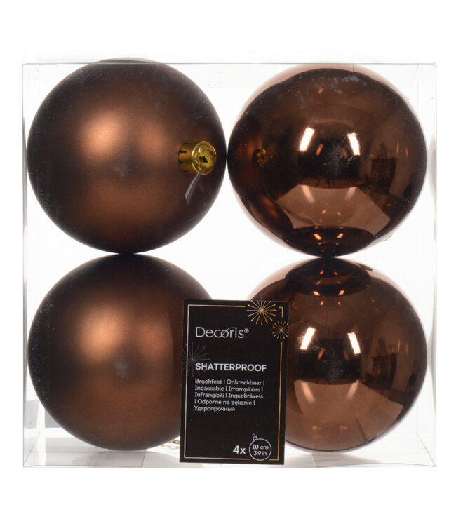 Boules de plastique espresso mat/brillant 4 po (boîte de 4)