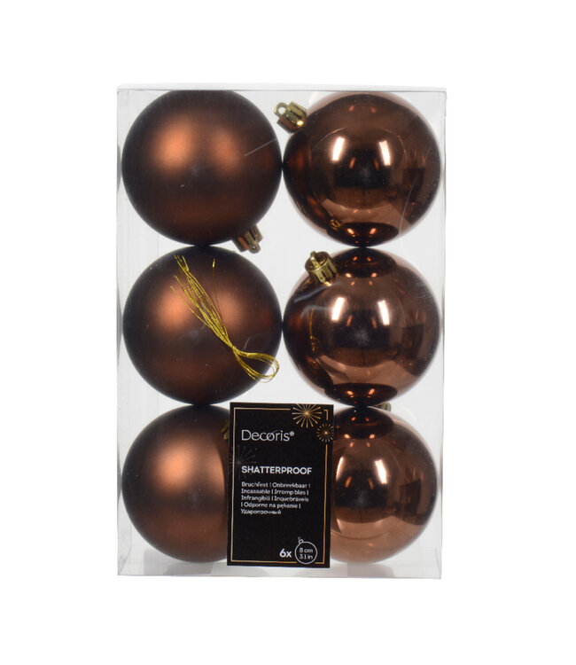 Boules plastique espresso mat/brillant 3 po (boîte de 6)