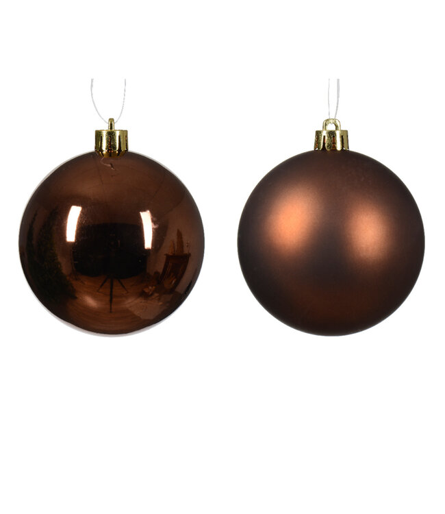 Boules de Noël espresso mates et brillantes | Boîte de 6