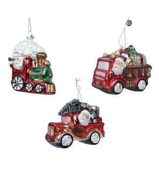Ornement Père-Noël en transport 4 po (3 ass.)