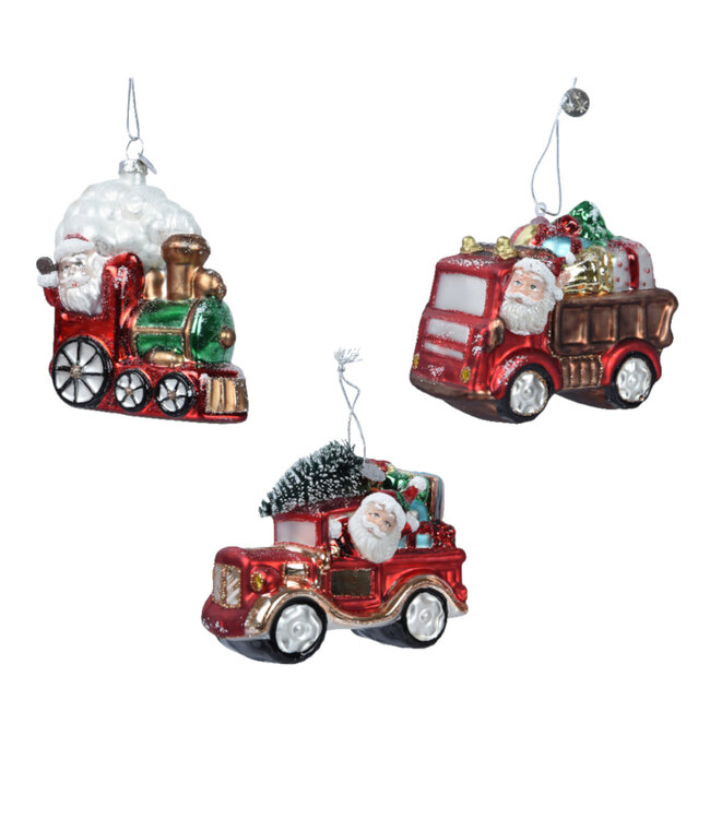 Ornement Père-Noël en transport 4 po (3 ass.)