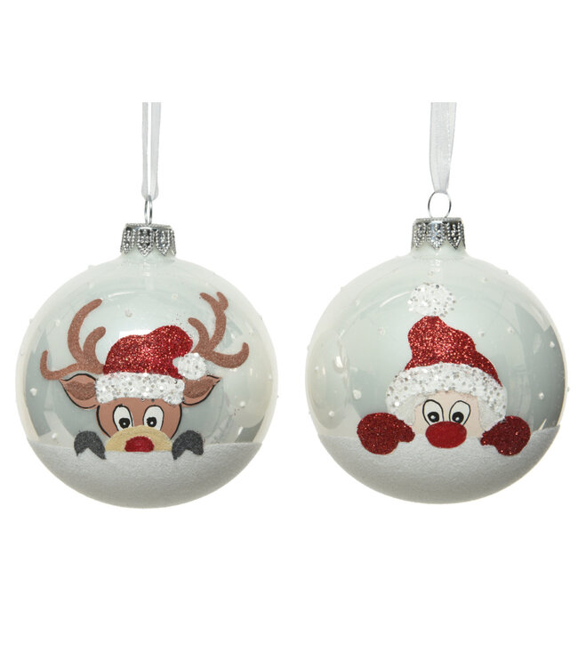 Boule de verre renne ou Père-Noël caché 3 po ( 2 ass.)