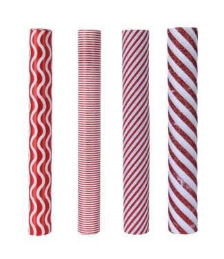 Chemin de table rouge et blanc  (4 ass.)