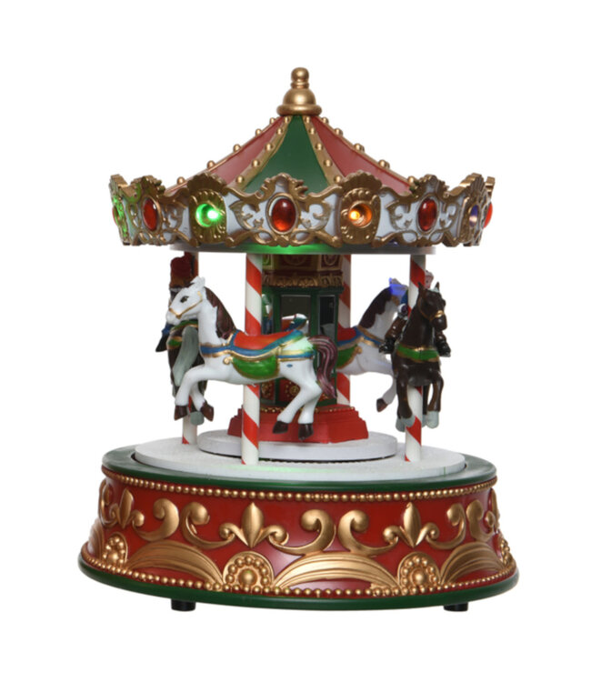Carrousel vert, rouge et or 8,5 po
