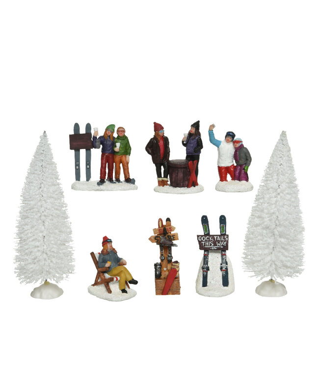 Ensemble figurines de ski pour village