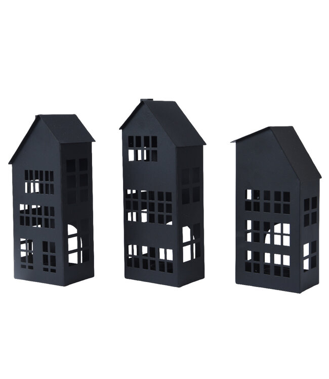Lanterne maison noir (3 ass.) 10 po