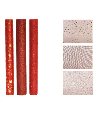 Chemin de table brillant rouge (3 ass.) 6,5 pi