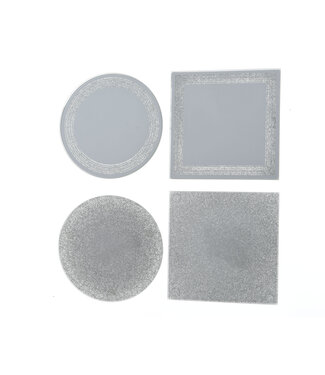 Miroir argent avec paillettes (4 ass.)