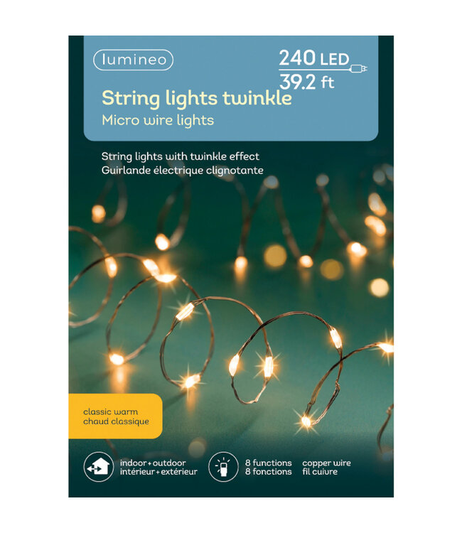 Lumières scintillantes blanc classique 39 pi