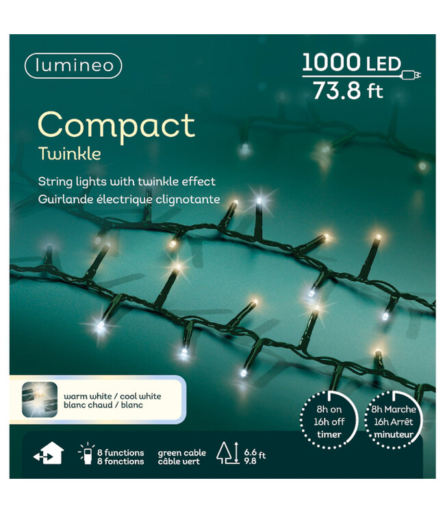 Lumières compact 1000 LED blanc froid/blanc chaud 74 pi